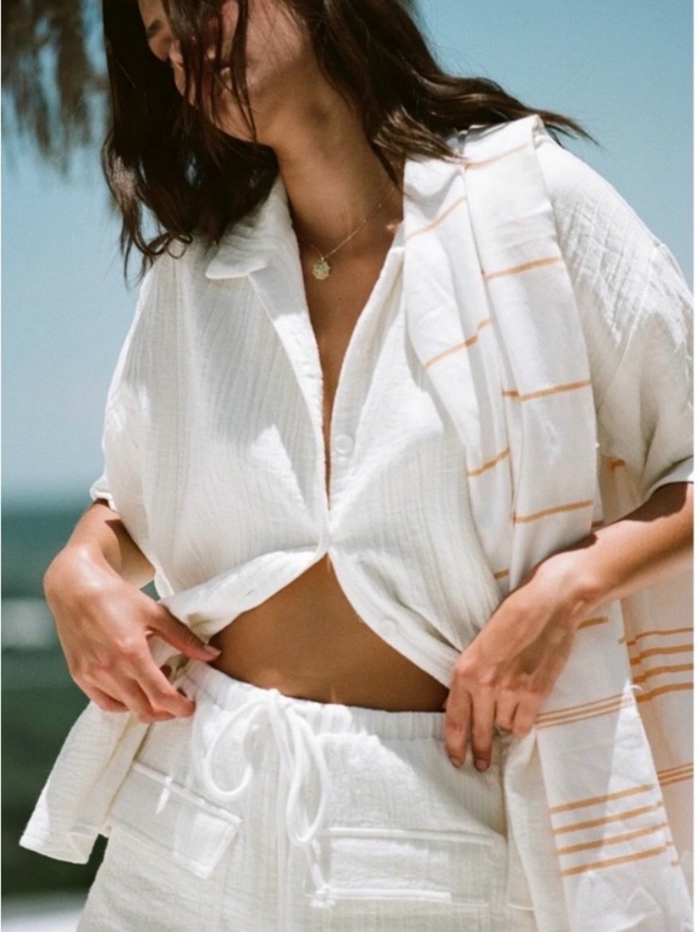 Sabo Skirt Cressida Button Up Top in White